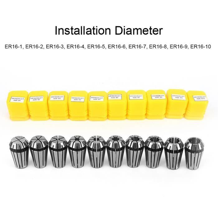 10 Pièces ER16 Mandrins De Pince à Ressort Pour CNC Et Tour - Set Complet