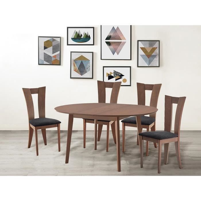 Table ovale extensible TIFFANY - 4 à 6 couverts - Hêtre massif - Noyer