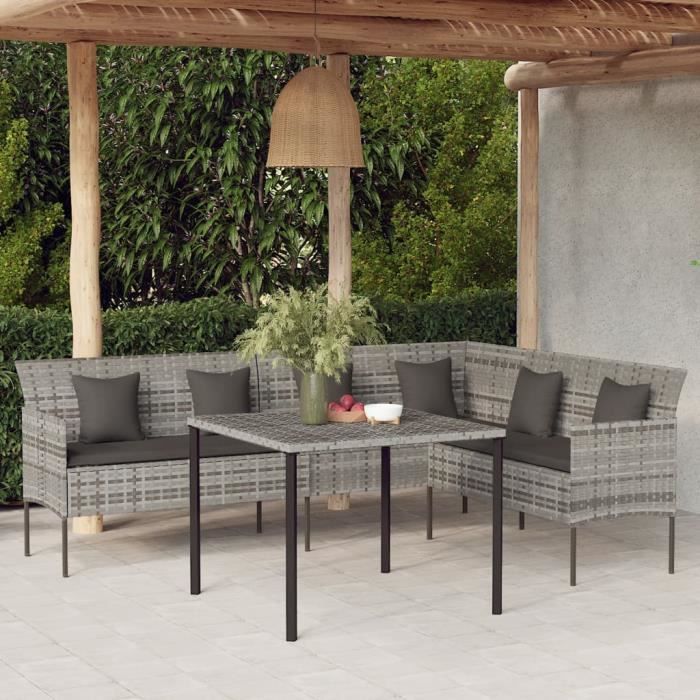 vidaXL Canapé de jardin en forme de et coussins résine tressée 362337