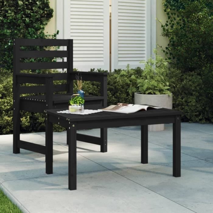 "promo"table extérieure lmt - table de jardin noir 82,5x50,5x45 cm bois massif de pin 6,05kg