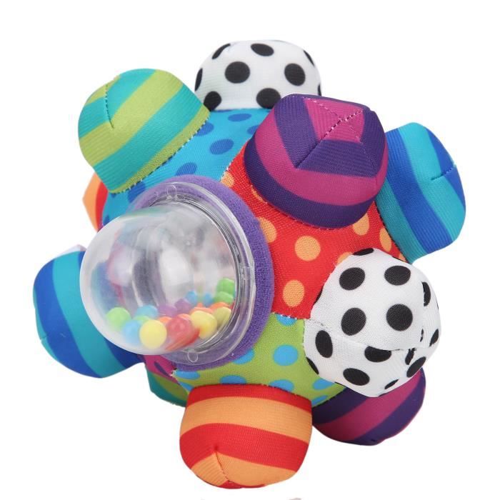 Kikuo Balle Hochet Sensorielle Bébé – Balle De Préhension Souple 11.5cm Avec 32 Trous – Jouet Éveil 0-6 Mois Sans BPA