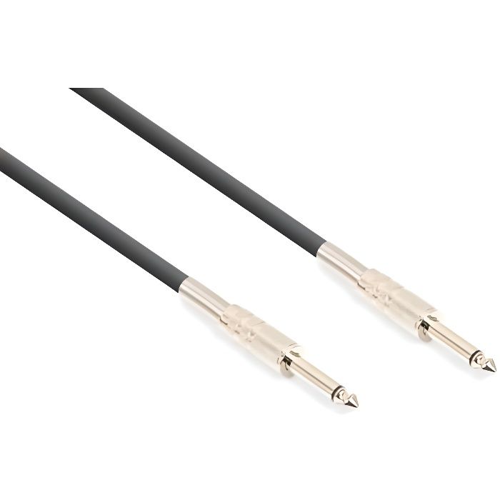 Câble Guitare 3 M TS 6,35 Mm - Jack Droit/angle Droit, Tressé Noir/blanc, Pour Basse/ampli