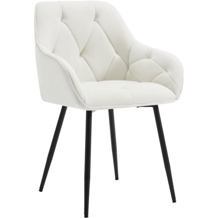WOLTU Chaise de Salle à Manger Ergonomique Chaise de Cuisine en Velours Rembourrée Pieds en Métal Crème W0ATT0142-1