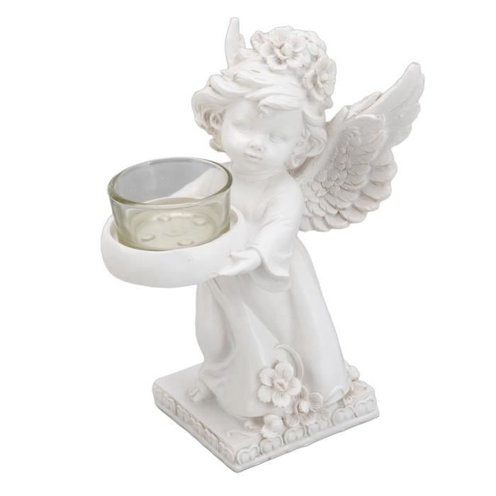 COM-FOUR Bougeoir Décoratif Avec Figurine Coeur - Aluminium Et Bois De Manguier