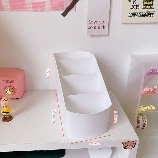 Boîte De Rangement Tiroir Kawaii Pour Bureau - Organisateur Stylos, Fournitures, Blanc Ou Jaune - 2