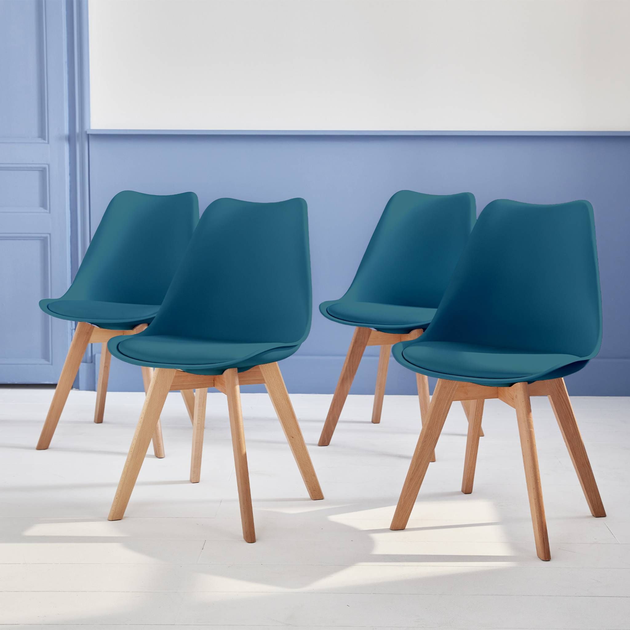 Lot de 4 chaises bleu contemporain - 32316