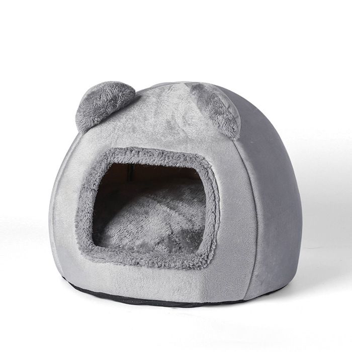 Lit Niche Pour Chat Intérieur Avec Coussin Amovible Et Jouet Suspendu - Gris, 35x38x31 Cm - 14