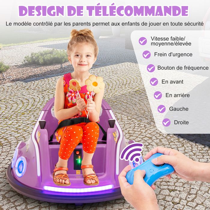 GOPLUS Auto Tamponneuse Tout-Petits, Voiture Électrique Enfants 6 V avec Télécommande, Rotation à 360 Degrés, Lumières LED,2 Modes de Conduite pour Garçon et Fille Rouge GOPLUS Auto Tamponneuse Tout-Petits, Voiture Électrique Enfants 6 V avec Télécommande, Rotation à 360 Degrés, Lumières LED,2 Modes de Conduite pour Garçon et Fille Rouge