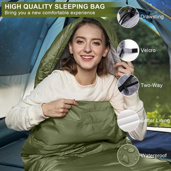 Sacs de couchage pour adultes, sac de couchage 3 saisons pour temps froid pour filles, garçons, hommes, pour le camping, la randonnée, les voyages, la chasse avec sacs de compression (bleu marine Sacs de couchage pour adultes, sac de couchage 3 saisons pour temps froid pour filles, garçons, hommes, pour le camping, la randonnée, les voyages, la chasse avec sacs de compression (bleu marine