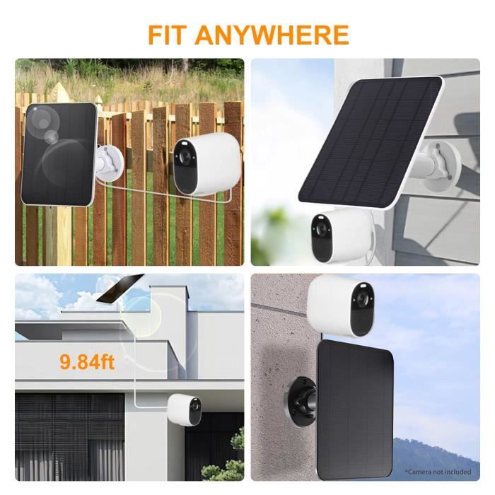 Panneau Solaire 12W Pour Caméra De Sécurité – Compatible Pro 3/4/5S/Ultra/Go 2 – Étanchéité IP65, Charge Stable Toute L'Année