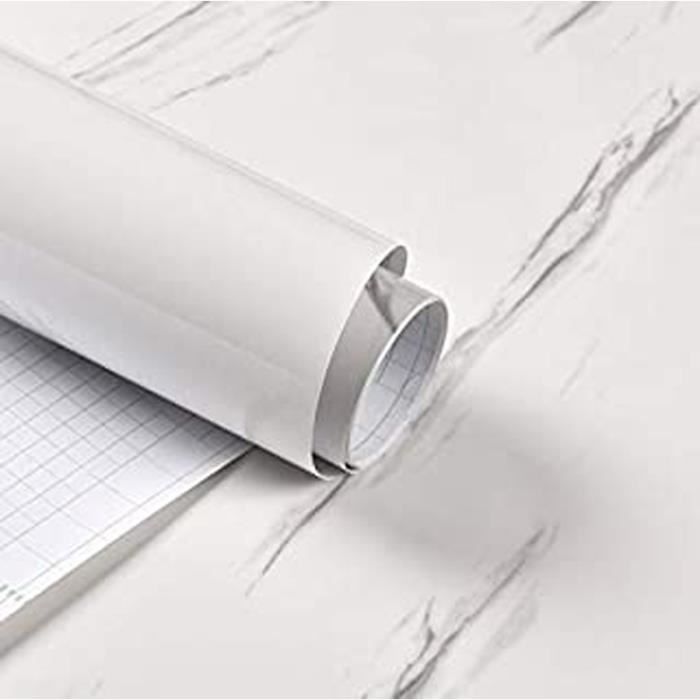 Papier Adhesif Pour Meuble Marbre 40X500Cm Papier Peint Autocollant  Imperméable Blanc Vinyle Film Blanc Marbre Adhésif Pour Cuisine - Cdiscount  Bricolage