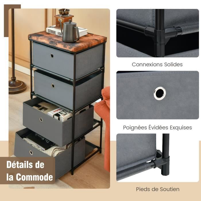 COMPO Boîte de rangement/tiroir pour meuble en tissu - 27x27x28 cm - Beige  lin - La Poste