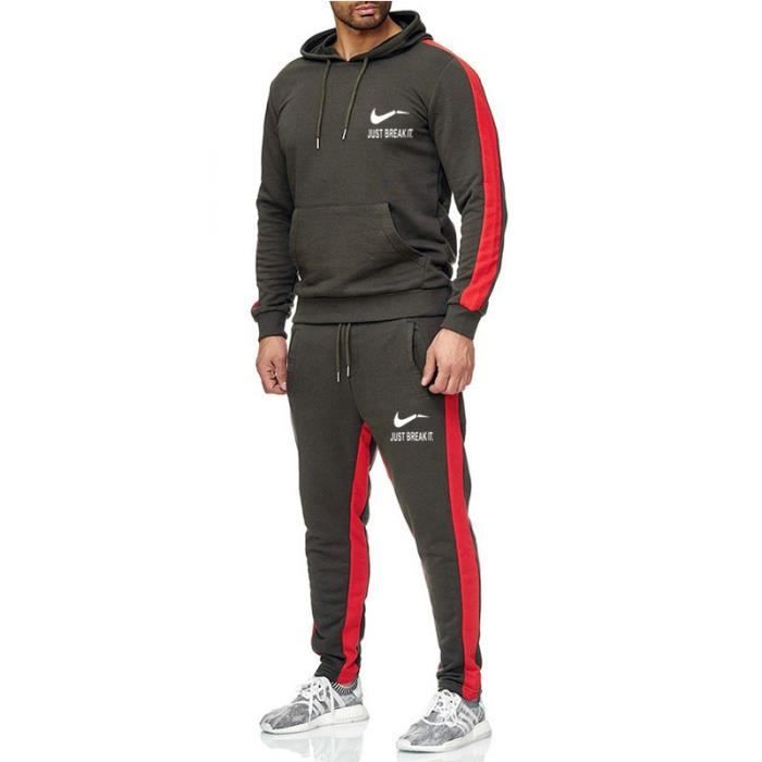 Ensemble de survêtement marque homme Ensemble deux pièces Épissage Pantalon  de gymnastique Haut mode Pantalon de veste à capuch