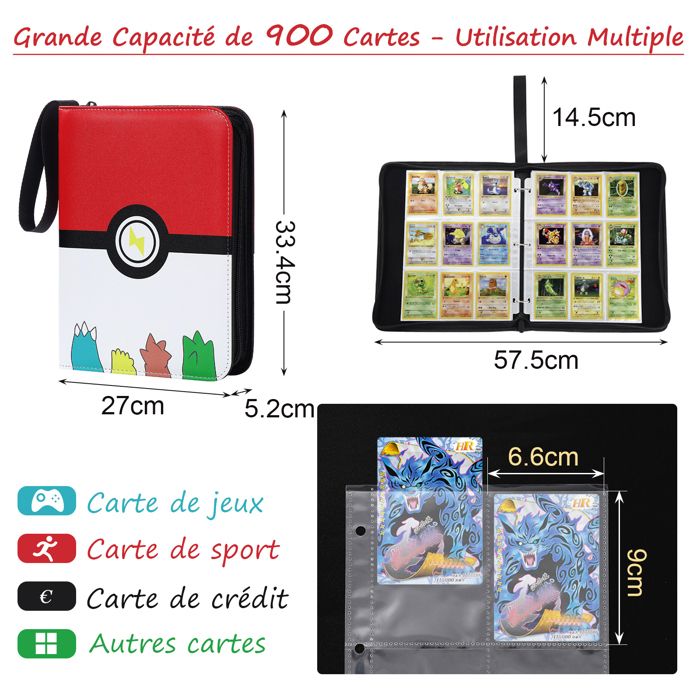Classeur Album Pokémon 900 Cartes - Cahier Range Carte Pokémon 50