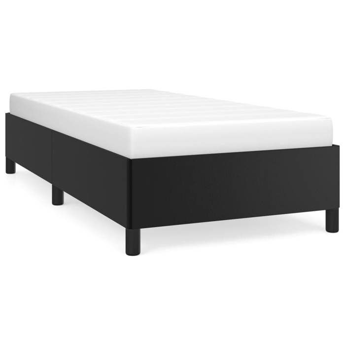 Cadre De Lit Simple 90x190 Cm Avec Sommier à Lattes Et Tête De Lit Rembourrée Similicuir Noir | VidaXL - 8