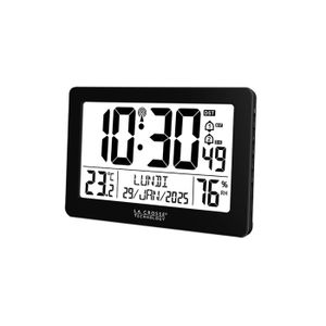 Horloge murale radio-pilotée bois et aluminium