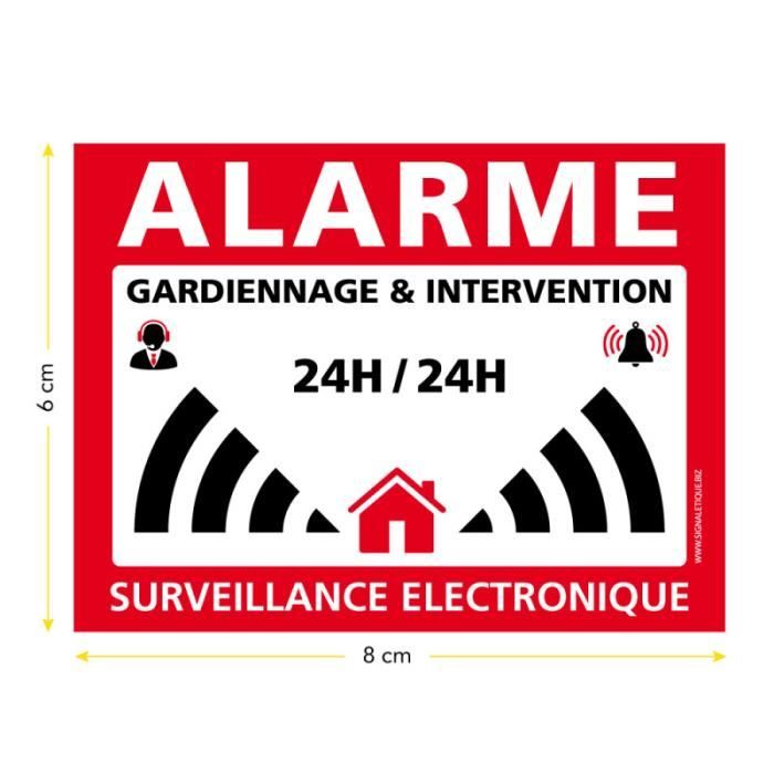 Autocollant alarme système électronique logo 771-2 imitation INOX lot de 12  stickers --2 - Taille : 4 cm