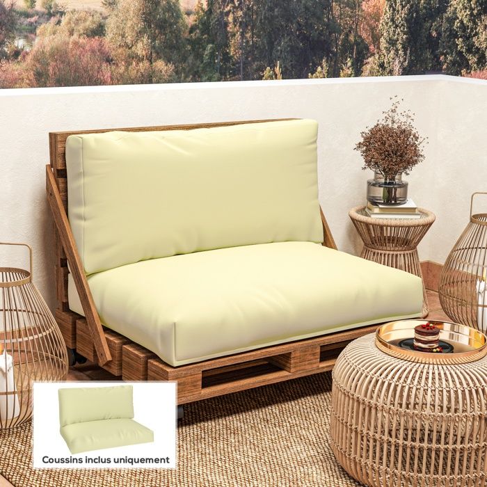 Lot De 2 Coussins Pour Palettes Européennes – 120x80 Cm + 120x40 Cm, Résistants Eau & Taches, Intérieur/Extérieur Anthracite