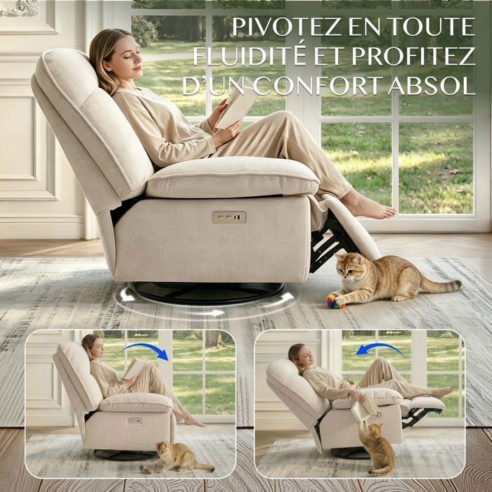 HOMCOM Fauteuil De Relaxation Avec Repose-Pieds, Espace De Rangement Fauteuil De Massage Electrique Avec Fonction~1rmq34hihrg00