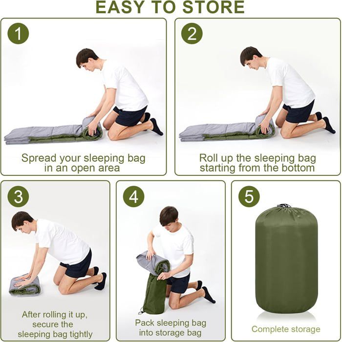 Sac De Couchage Extra Large Adulte 210x75cm - Températures De -10°C à +35°C - Poids Variable (0.7 à 2.4kg) - Pour Rando, Camping 3 Saisons