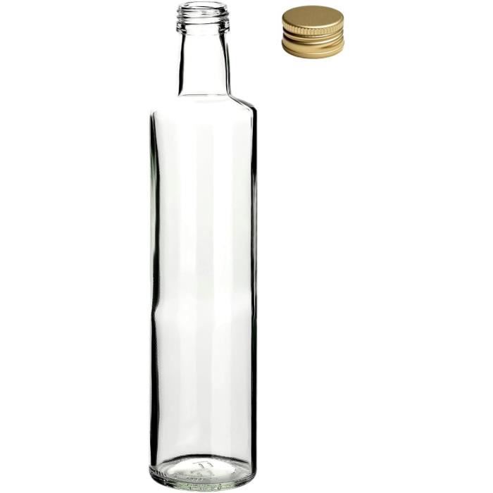 Destillatio Lot de 24 bouteilles d'alcool 0,35 l – Bouteilles en verre  transparent avec couvercle à visser.