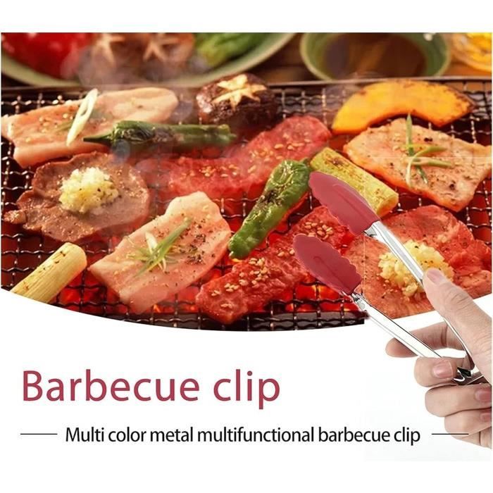 Pince cuisine inox professionnel grande et robuste pain barbecue viande  silicone clip de serrage alimentaire accessoire grill