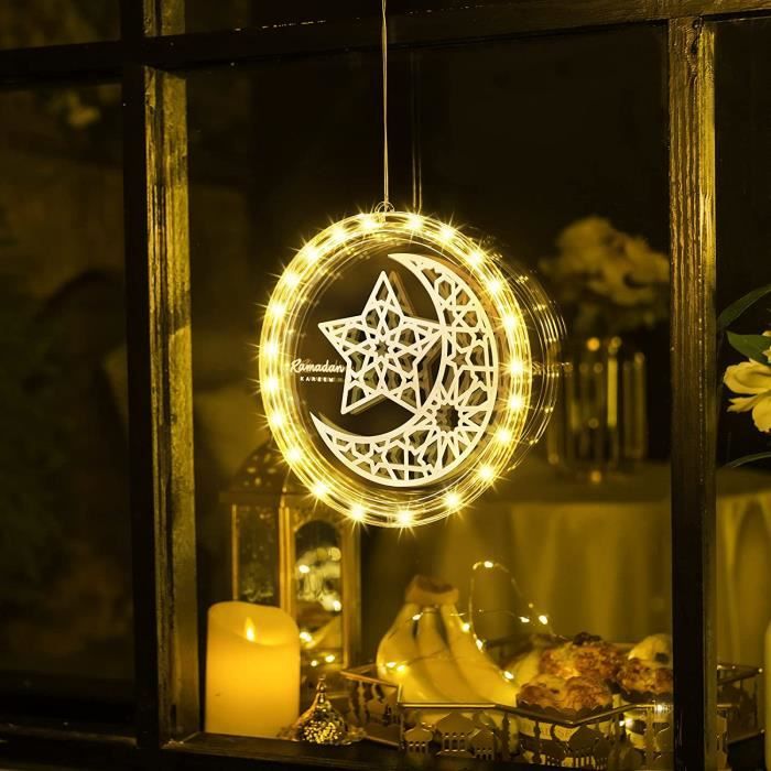 Acheter PDTO Eid Ramadan Lumières de fenêtre décoratives Lune Étoile LED  Lumières pour la décoration Moubarak
