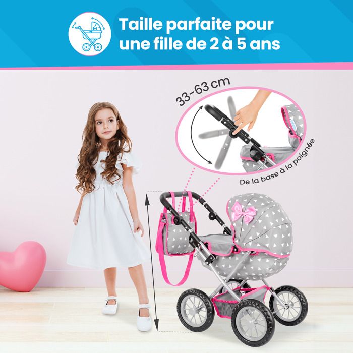 Kinderplay Poussette Poupee, Poussette Jouet - Poussette Landeau Be