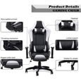 blackpoolal Chaise Gaming Ergonomique Fauteuil Gamer Chaise Gamer avec Repose Pied Fauteuil Gaming avec Support Lombaire Whit[260]-3