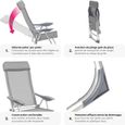 TECTAKE Lot de 4 chaises de jardin en aluminium avec nuque rembourrée-3