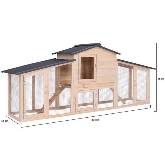 ID MARKET - Poulailler VIP en bois clapier double XXL - Cdiscount 