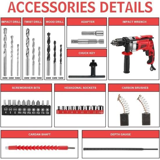 Poignée Auxiliaire Ergonomique Pour Perceuse à Percussion - Réglable Diamètre 40-49 Mm, En Métal/plastique, Installation Facile, Pour Meilleure Stabilité Et Confort