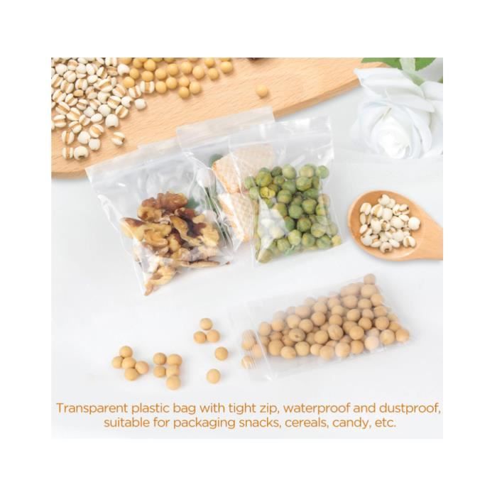 Lot 500 Sachets Plastiques Zip Cozary - 5 Tailles Pochons Transparents Refermables Pour Aliments Et Bijoux