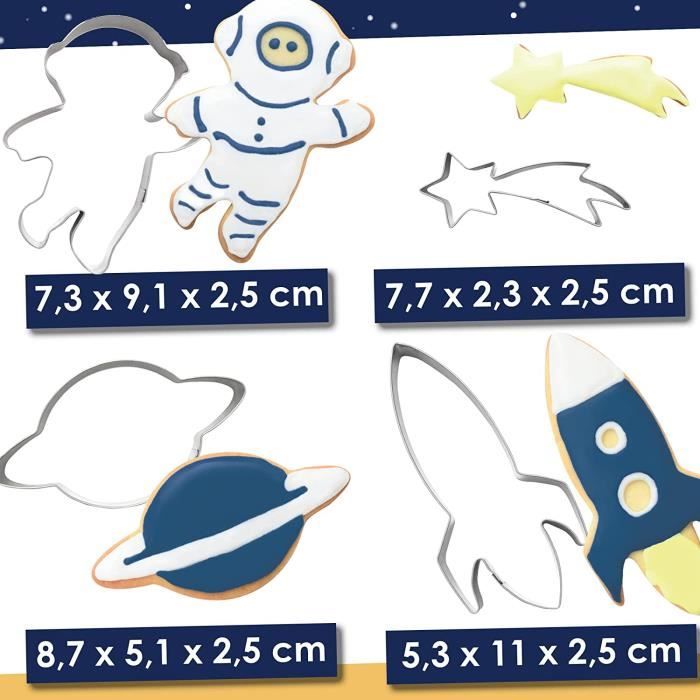 ScrapCooking - 4 Emporte-Pièces Espace - Découpoirs à Biscuits en Inox -  Astronaute, Étoile filante, Fusée, Planète - Moules P[1197] - Cdiscount  Maison