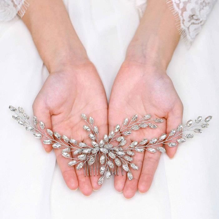 Peigne à Cheveux De Mariée En Cristal – Accessoire élégant Pour Coiffure De Fête (argent)