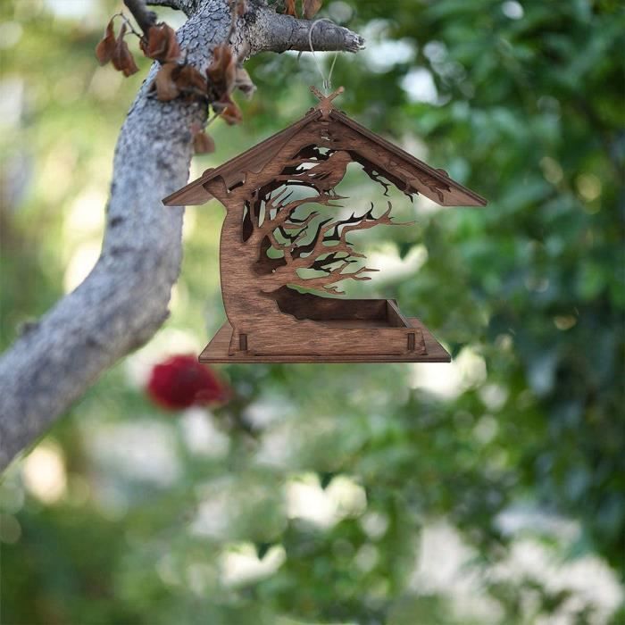 Acheter Mangeoire à oiseaux suspendue pour décoration de jardin en forme de  toit à l'extérieur du jardin
