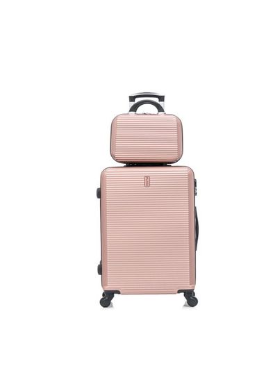 CELIMS Reiskoffer van ABS, rigide, robuust, 4 wielen 360° draaibaar, licht met geïntegreerd slot, Rose Gold CELIMS Reiskoffer van ABS, rigide, robuust, 4 wielen 360° draaibaar, licht met geïntegreerd slot, Rose Gold