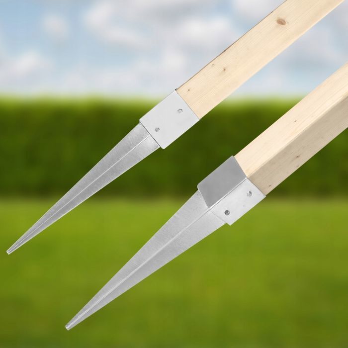 Support de Poteau a Enfoncer en acier galvanise Piquet pour poteau de cloture 51 x 51 mm Longueur 600 mm KOTARBAU