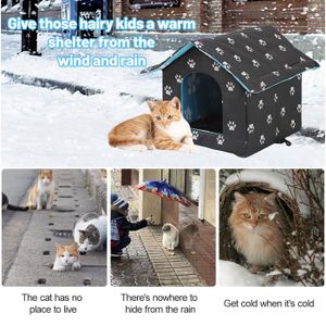 Niche Pour Chat Extérieure Résistante Aux Intempéries – Maison D’hiver Isolée Avec Cadre Pliable Pour Chats Errants Ou D’extérieur - 10