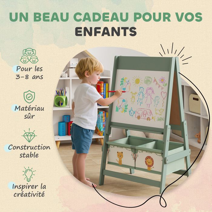 Tableau Enfant 3 En 1 Chevalet Enfants à Double Face, Tableau Noir Et Blanc Avec Rouleau De Papier 54 X 46 X 94 Cm Rose Rose 95147209