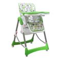 MONSIEUR BEBE Chaise haute bebe pliable - Réglable hauteur, dossier et tablette - Jusqu'à 18Kg - Vert-0