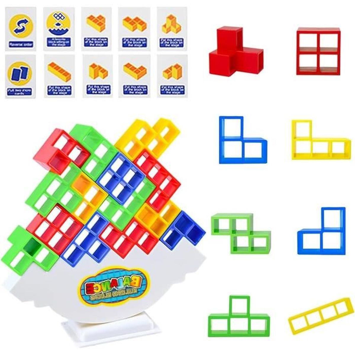 64 pièces Tetra Tower Balance Game,Tetra Tower Jouet d'Équilibre pour