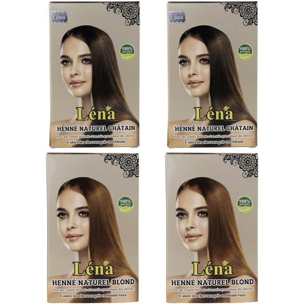 Coloration Cheveux Utilisable Plusieurs Fois Hennax - Henné naturel châtain x 2 - Henné naturel blond x 2 - Coloration  cheveux - Coloration végétale - Pack 4 x 100 g - Cdiscount Au quotidien