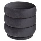 Pouf "Sinan" gris en velours - Gris - Atmosphera createur d'interieur