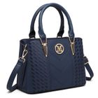 WILTEC Miss Lulu Sac à Main Simili Cuir Femme Bandoulière Galet avec logo M(Bleu)