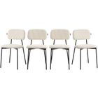 HOMIFAB Lot de 4 chaises en velours côtelé beige - Lorie
