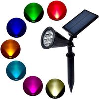 Lampe de jardin solaire à LED, anti-poussière, changement de couleur, noir - N2714