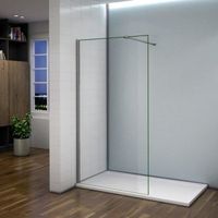 Paroi de douche à l'italienne 140x200 cm en verre anticalcaire avec barre de fixation 140cm - Océan sanitaire