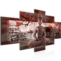 Runa art Tableau Décoration Murale Bouddha Feng Shui 200x100 cm - 5 Panneaux Deco Toile Prêt à Accrocher 503251a