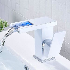 ROBINETTERIE SDB Robinet de salle de bain LED à cascade, robinet cascade lumineux, Robinet de lavabo de salle de bain eau chaude et froide blanc